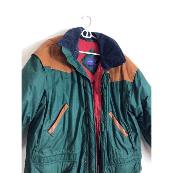 Vintage Gant Jacket Down Puffer Corduroy & Leather Trim Mens Large - Picture 2 of 9